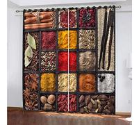 Curtains For Living Room Chili Star Anise Spice 3D Blackout Treatments For Bedroom Drape 2 Panel Sets 110x102Inch Metallic Print Room Darkening Window Dining Home Office Grommet Top
