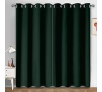 Curtains for Living Room Dark Green Blackout Curtains Privacy for Bedroom Polyester Washable Thermal Insulated Noise Reducing Eyelet Door Curtain 2 Panels 2x75x166 cm
