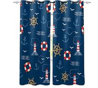 Curtains for Living Room Red Lighthouse Curtains Energy Saving Thermal Door Curtain Bedroom Curtains Kitchen Curtains for Windows, Bedroom Accessories Short Curtains 42x63 Inch (WxL) 2 Panels