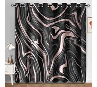 Curtains for Living Room Rose Gold Marble Bedroom Blackout Curtains Eyelet Durable Polyester Black Out Pencil Pleat Thermal Curtain Sitting Room Washable Reduce Noise 2x85x200cm