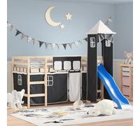 Curtains for Loft Bed with Tower White and Black Polyester Berkfield Home Black One Size
