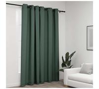 Curtains Green Linen-Look Blackout Polyester 290x245 cm with 12 Grommets Thermal