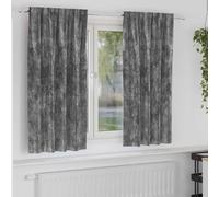 Curtains Grey 140x175 cm Crushed Velvet Eyelets Thermal Room Darkening Set of 2
