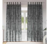 Curtains Grey 140x225cm Velvet Crushed Eyelet Thermal Room Darkening Pair(2pcs)