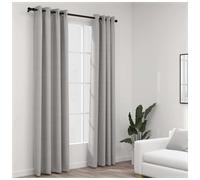 Curtains Grey 140x245cm 2pcs Linen-Look Blackout Thermal 100% Polyester Grommet