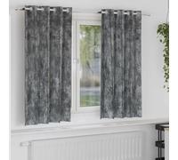 Curtains Grey Velvet 140 x 175 cm Crushed Velvet Eyelet 2pcs Thermal Blackout UK