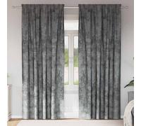 Curtains Grey Velvet 140x260cm Eyelet Thermal Crushed 2pcs Modern Drapes LinedUK