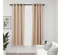Curtains Linen-Look Blackout Grommet Beige 140x175 cm 2pc 100% polyester Privacy