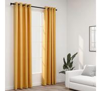 Curtains Linen-Look Yellow Blackout Grommet 100% Polyester 140x245cm Pair Eyelet