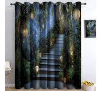 Curtains Magic Forest Starry Sky Lantern, Eyelet Blocking Darkening Window Drapes Treatments Modern Decorative, 2 Panels 30 x 65 Inch Drop Noise Reduction for Children Kids Women Bedroom Living Room