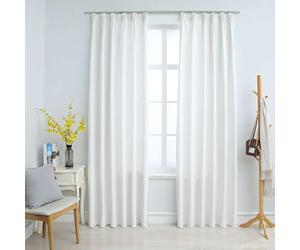 Curtains Off White 140x175cm 2pcs 100% Polyester Suede Touch with Hooks PairHome