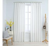 Curtains Off White 140x225cm 2pcs 100% Polyester Suede Touch Blackout with Hooks