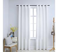 Curtains Off White 140x245 cm 2pc Set 100% Polyester Suede Touch Blackout Rings