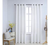 Curtains Off White Suede Touch 100% Polyester 140x175 cm Thermal Metal Ring Pair
