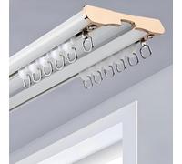 Curtains Rails Double Row Ceiling Curtain Track Mounted Silent System for Privacy Divider Easy Install,One-piece curtain double track With silent pulleys Curtain Rods Ceiling Mount,Suitable