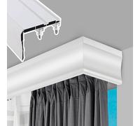 Curtains Rails Double Row Ceiling Curtain Track Mounted Silent System for Privacy Divider Easy Install,Double Curtain Rail Track With Integrated Side Installation, Metal Curtain Rod, And Dec