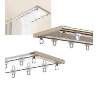 Curtains Rails Double Tracks Ceiling Mount, Double Row Curtain Track Ultra Thin Ceiling Rail Ceiling Curtain Rod for Room Divider, Bay Window, Balcony(Champagne,0.9m/3ft)