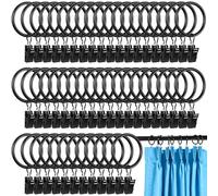 Curtains Ring Clip, Metal Curtain Ring with Hook, Sliding Eyelet Curtain Rings, Curtains Rings with Clips for Window Bathroom Kitchen