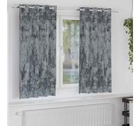 Curtains Silver Grey Crushed Velvet Room Darkening Thermal 140x175cm Eyelet 2pcs