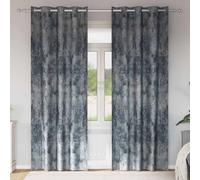 Curtains Silver Grey Velvet 140x225 cm Crushed Velvet Eyelet 2pc Room Darkening