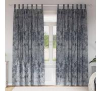 Curtains Silver Grey Velvet 140x260cm Crushed Eyelet Room-darkening Thermal 2pcs
