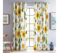 Curtains Sunflowers Daisies Pastoral Flowers Polyester Soft Curtains Top Eyelets Yellow Green Treatments Blackout Window Curtain For Living Room Bedroom W 46" x L 54" (2 Panels)
