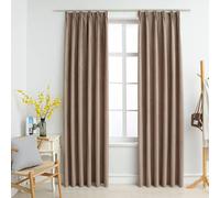 Curtains Taupe 140x225 cm 100% Polyester Suede Touch Blackout 2pcs Hooks Thermal