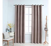 Curtains Taupe 140x225 cm 2pcs 100% Polyester Suede Touch Blackout Rings Thermal