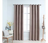 Curtains Taupe 140x245 cm 2pc Polyester Suede-Touch Thermal Blackout with Rings