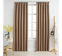 Curtains Taupe 140x245cm 2 pcs 100% Polyester Blackout with Metal Hooks Elegant