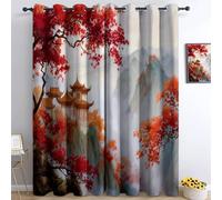 Curtains Traditional Classical Architecture Landscape, Eyelet Blocking Darkening Window Drapes Treatments Modern Decorative, 2 Panels 46 x 72 Inch Drop Noise Reduction for Children Women Bedroom