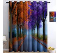 Curtains Trees Autumn Leaves Roads Fields, Eyelet Blocking Darkening Window Drapes Treatments Modern Decorative, 2 Panels 43 x 85 Inch Drop Noise Reduction for Children Kids Women Bedroom Living Room