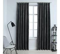 vidaXL Blackout Curtains 2 pcs with Hooks Velvet Anthracite 140x225 cm UK NEW
