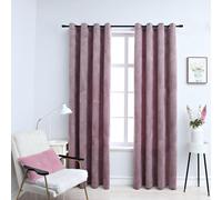 Curtains Velvet Antique Pink 140x245cm 2pcs 100% Polyester Blackout Rings Lined