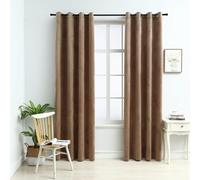 Curtains Velvet Beige 140x175 cm 100% Polyester Blackout Rings 2pcs Heavy Lined