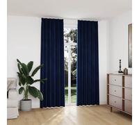 vidaXL 2x Blackout Curtains with Hooks Velvet Dark Blue 140x245cm Drapery