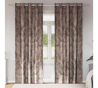 Curtains Velvet Cappuccino 140x245cm Crushed Thermal Eyelet 2pcs Indoor Blackout
