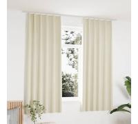 Curtains Velvet Cream 140x175 cm 2pc Blackout 100% Polyester with Hooks Thermal