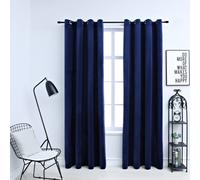 Curtains Velvet Dark Blue 140 x 175 cm 2pcs 100% Polyester with Metal Rings Room