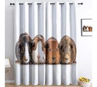 Curtains W 46" x L 54" (2 Panels) Microfiber for Bedroom Living Room Minimalist Animal Guinea Pig Print Bedroom Curtains Thermal Insulated 90% Blackout Window Curtain White Brown