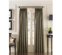 Curtainworks Marquee Faux Silk Pinch Pleat Curtain Panel, 30 by 120", Bronze