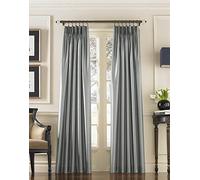 Curtainworks Marquee Faux Silk Pinch Pleat Curtain Panel, 30 by 144", Pewter,1Q800004PT