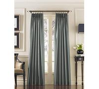 Curtainworks Marquee Faux Silk Pinch Pleat Curtain Panel, 30 by 144", Teal