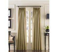 Curtainworks Marquee Faux Silk Pinch Pleat Curtain Panel, 30 by 84", Sand