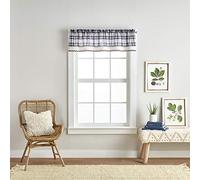 Curtainworks Seaton Plaid Kitchen Curtain Window Valance, 14-inch, Navy