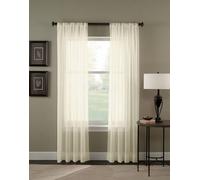 Curtainworks Trinity Crinkle Voile Sheer Curtain Panel, 51 by 132", Oyster