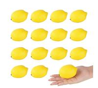 CURTEK 15pcs Artificial Lemons Decorations Fake Lemon Fruit Lifelike Lemons Faux Fruit Model for Home Kitchen Party Decor Photography Prop (Yellow)