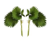 CURTEK 2 Bundles Artificial Palm Leaves Plants Single stem Fan Leaf Plant Fake Green Leaves Plant Stems Leaf for Home Decor Holiday Party Tabletop Centerpieces
