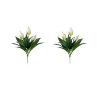 CURTEK 2 Pcs Artificial Plants 18.5inch Artificial Anthurium Fake Tropical Green Floral Plants for Wedding Garden Office Home Decor,White
