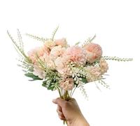 CURTEK 4 Bunches Artificial Silk Flowers 11.8'' Silk Hydrangea Bouquet Pink Flowers Bouquet Fake Floral Arrangements for Home Bridal Wedding Party Festival Decor (Pink)